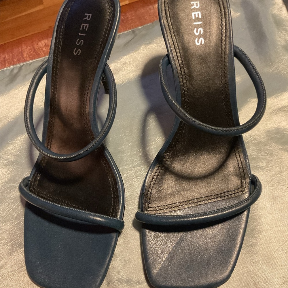 Reiss Navy Blue Heeled Sandals. Size 8.